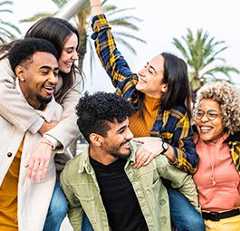 Diverse happy group of young adults