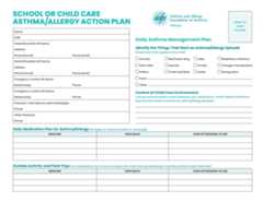 AAFA's school or child care asthma/allergy action plan