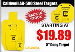 Caldwell AR500 steel yellow target gong