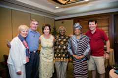 Maggie Daley, ABC newsman Sam Donaldson, Catherine B. Reynolds, the Rev. Desmond Tutu, President Ellen Johnson Sirleaf and Nicholas Kristof at the International Achievement Summit. 