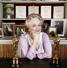 English actress Olivia de Havilland with her two Academy Awards (Photo by Terry O'Neill/Getty Images)
