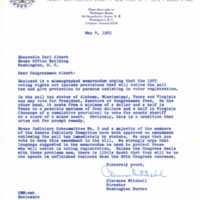 Correspondence between the National Association for the Advancement of Colored People and Carl Albert, with enclosure