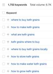Questions tab in the Matching terms report, via Ahrefs' Keywords Explorer