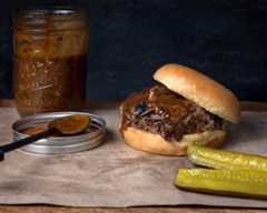 mustard barbecue sauce on burger