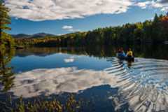 Kayakers on Second Pond, part of the Saranac Lake Chain in New York State