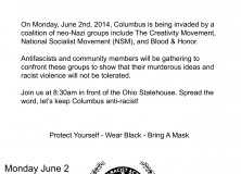 CALL TO ACTION: June 2 – Creativity Movement, NSM, and Blood & Honor in Columbus, Ohio