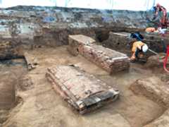 Brick-lined tombs were relatively common in the southern part of the cemetery, where there were more wealthy burials