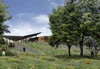 Photo of green roof on visitor building