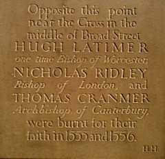 Latimer, Ridley and Cramer inscription