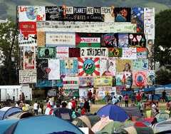 Banners at Glastonbury Festival, 2014.