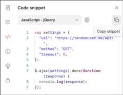 Copy code snippet to clipboard