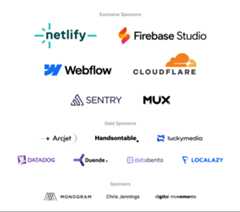 Sponsor logos including the current Astro Sponsors, Gold Sponsors, and Exclusive Partner Sponsors: Netlify, Sentry, and Project IDX.