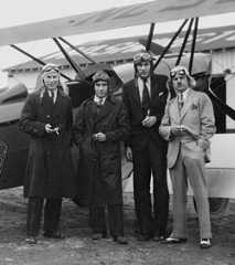 L. Ron Hubbard, left, at Congressional Airport, Washington, DC, 1931, with members of George Washington University flying club.