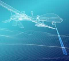 Military,Drone,Over,Terrain,Mesh.,Geo-scanning.,Wire,Render.,3d,Illustration.