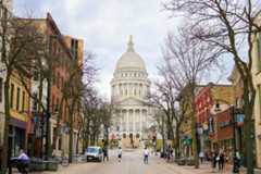 Badger Herald archival photo of the Wisconsin Capitol Building from State Street.