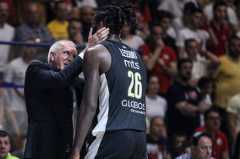 Mathias Lessort reacts to Zeljko Obradovic's resignation