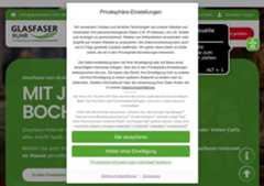 The website screenshot for https://www.glasfaser-ruhr.de/