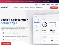 The website screenshot for https://www.mimecast.com/