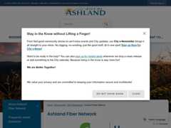The website screenshot for http://ashlandfiber.net