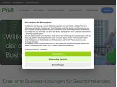 The website screenshot for https://www.pyur.com/content/pyur/de/unternehmensloesungen.html