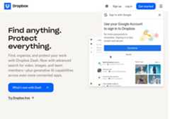 The website screenshot for https://www.dropbox.com/