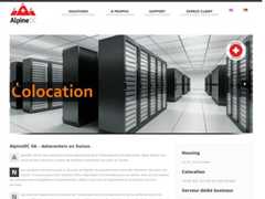 The website screenshot for https://www.alpinedc.ch