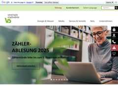 The website screenshot for http://www.vereinigte-stadtwerke.de