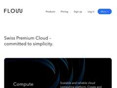 The website screenshot for https://flow.swiss