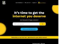 The website screenshot for https://litfibre.com/