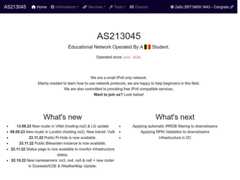 The website screenshot for https://as213045.net/