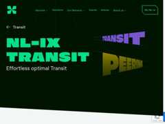 The website screenshot for https://www.nl-ix.net/services/nl-ix-transit/