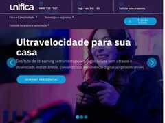 The website screenshot for https://unificafibra.com.br/