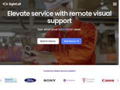 The website screenshot for http://sightcall.com