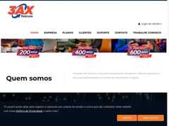The website screenshot for https://www.3axtelecom.com.br