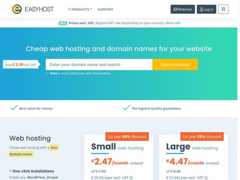 The website screenshot for http://www.easyhost.be