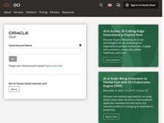 The website screenshot for https://cloud.oracle.com