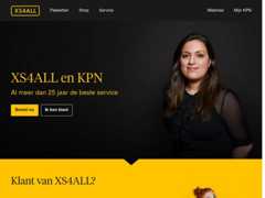 The website screenshot for https://www.xs4all.nl