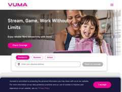 The website screenshot for https://vumatel.co.za/