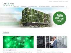 The website screenshot for https://www.linzag-telekom.at/
