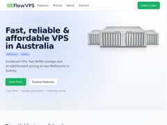 The website screenshot for https://www.flowvps.com/