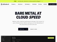 The website screenshot for https://latitude.sh
