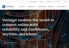 The website screenshot for http://verisign.com