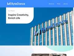 The website screenshot for https://www.bytedance.com