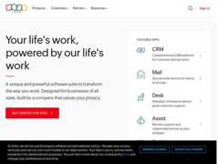 The website screenshot for https://zoho.com