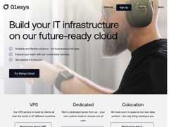 The website screenshot for https://glesys.com/
