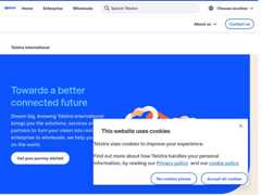 The website screenshot for https://www.telstrainternational.com/