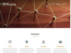 The website screenshot for http://peakfactory.com