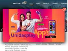 The website screenshot for http://www.unidasnet.com.br