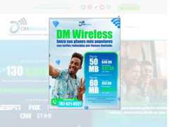 The website screenshot for http://dmwireless.com