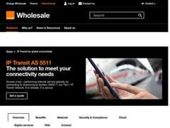 The website screenshot for https://wholesale.orange.com/international/en/our-solutions/ip-and-content-distribution/ip-transit.html